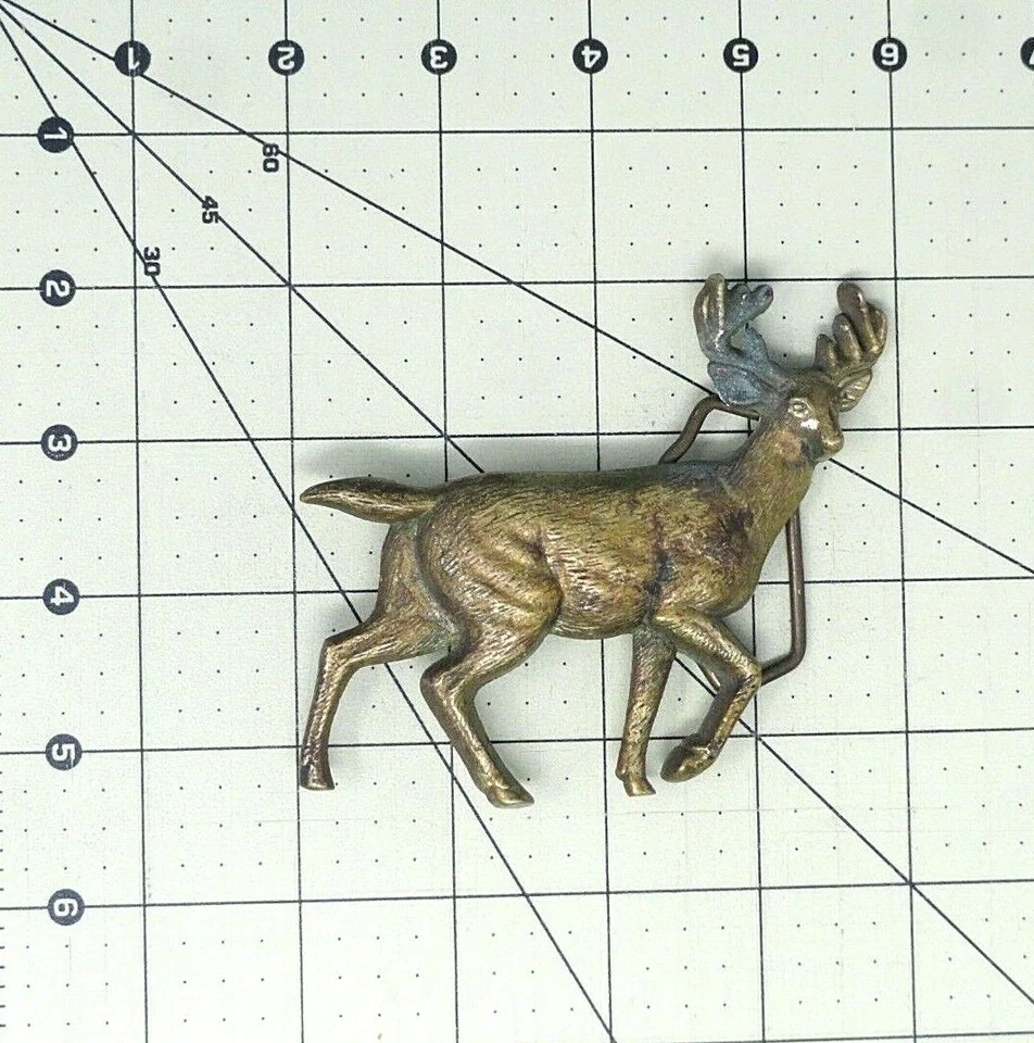 Hebilla de cinturón Buck Ciervo Ciervo Cazador Deportista Naturaleza De colección Años 70 Barón Taiwán. PCB335 Foto 3 de 4