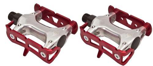 Pedali Origin8 Pro Lite Track Piattaforma Pista, Asse 9/16 Cromato, Corpo Alluminio Rosso