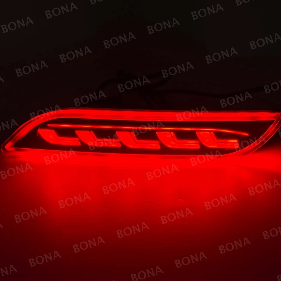 Sequential Red Rear Reflector LED Tail Brake Turn Lights For 18-23 Toyota Camry - Imagem 3 de 4
