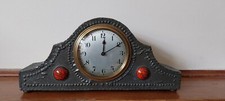 Antique Arts & Crafts By Duverdrey & Bloquel 30 Hour Pewter mantle Clock Working