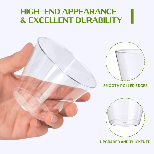 9 Oz Clear Disposable Plastic Cups 50 Pack, Clear Plastic Cups Tumblers, Heavy-D - Picture 5 of 6