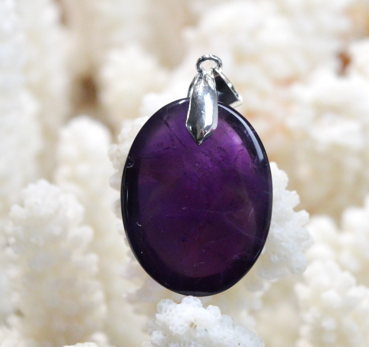 Pendentif En Améthyste Naturelle De 28 Carats - Cabochon Provenance Uruguay - Création JM IMPORT
