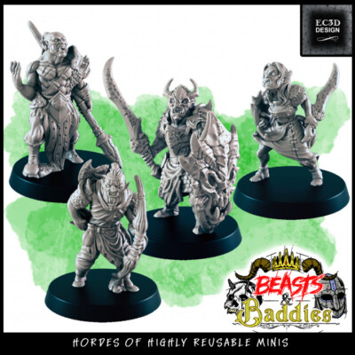 ''Orc Warband x4 miniatures''  Beasts & Baddies EC3D resin fantasy D&D Frostgrave