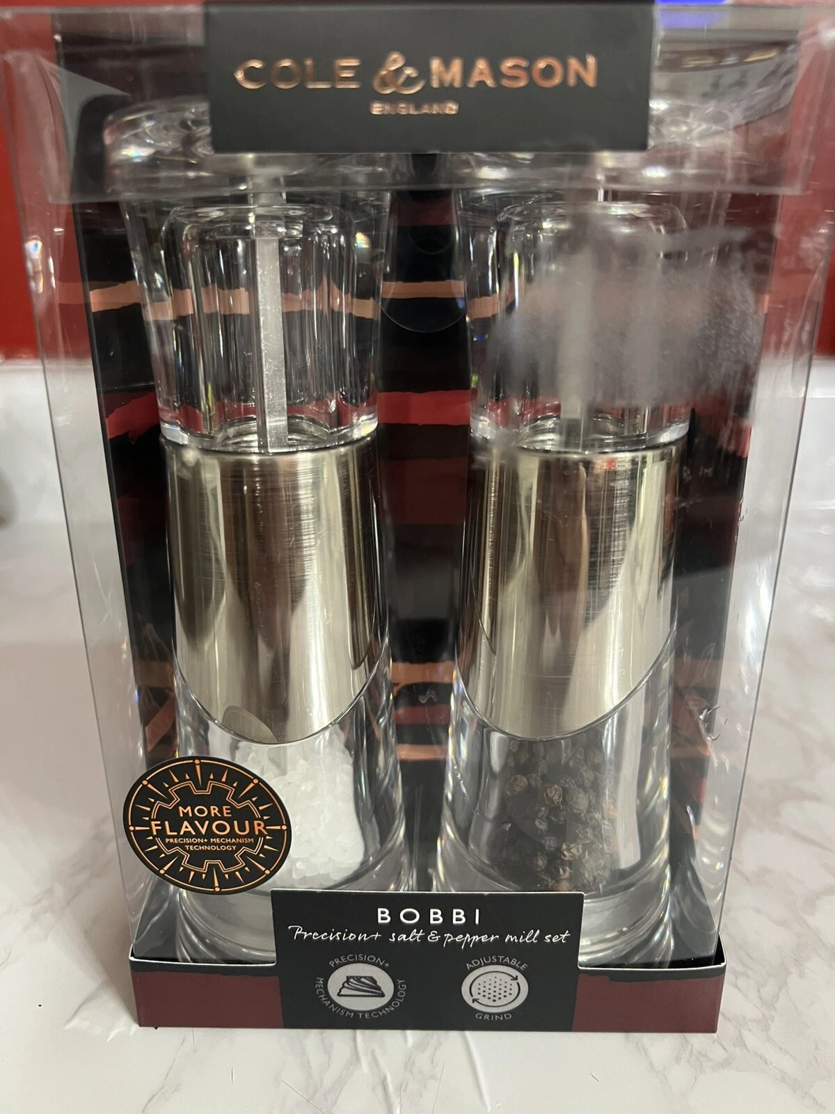 Cole & Mason England Bobbi Salt and Pepper Precision Mill Set NEW