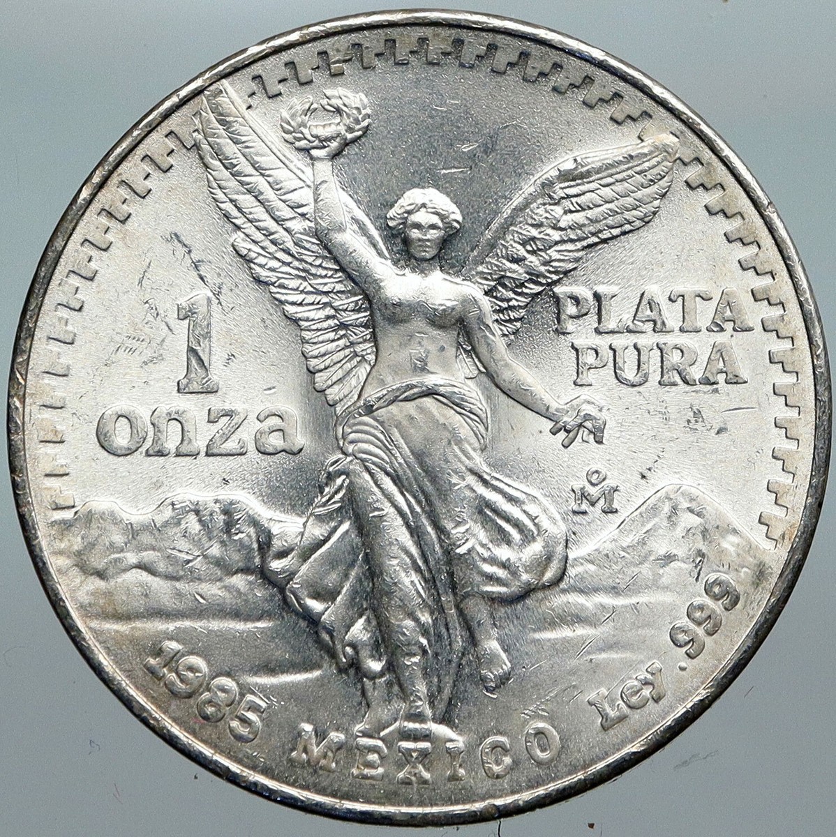 1985 MEXICO Large 3.6cm ONZA VICTORY EAGLE Troy Silver Ounce