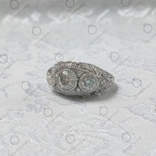 2.35Ct Round Cut CZ Art Deco 3-Stone Miligraine Engagement Ring 925 Silver