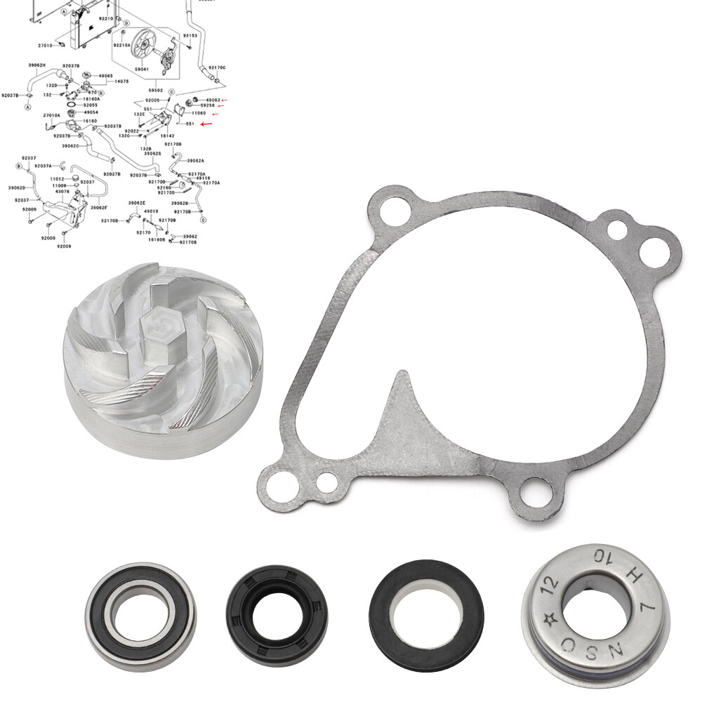 Water Pump Impeller Gasket Seals For Kawasaki Brute Force Teryx 650 750 Prairie eBay