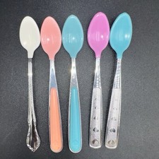 Vintage 1996 Munchkin Baby Infant Spoons Rubber Stainless Steel Lot of 5