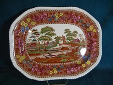 Copeland Spode Delft Tower Scene Multi Color 14 3/4" Serving Platter