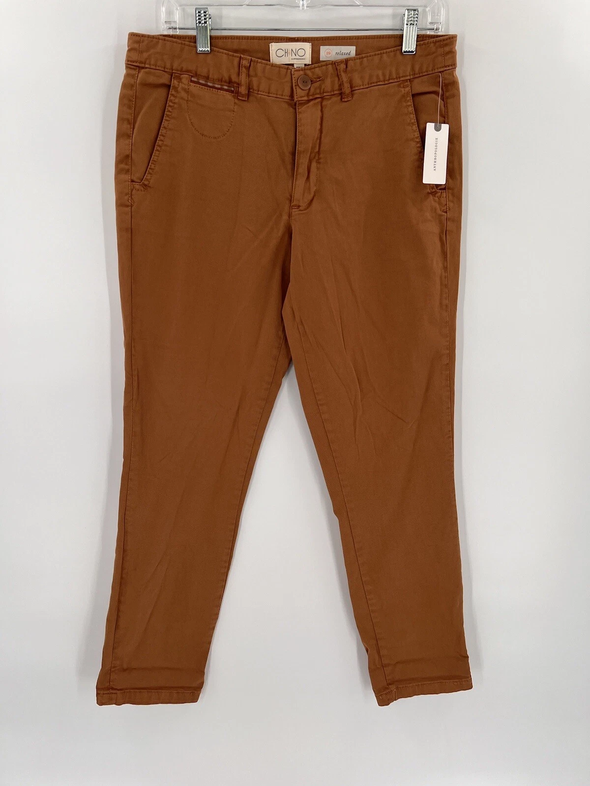 NEW ANTHROPOLOGIE Chino Women's CEDAR Brown Relaxed Fit Capris Size 29 (33"x31")