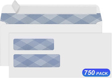 750 10 Security Envelopes, NO.10 Self-Seal Double Window Envelopes Designed for