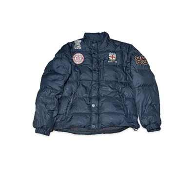 Mens Navy Tommy Hilfiger Padded puffer Jacket L Duck Down Feather Filling  UK