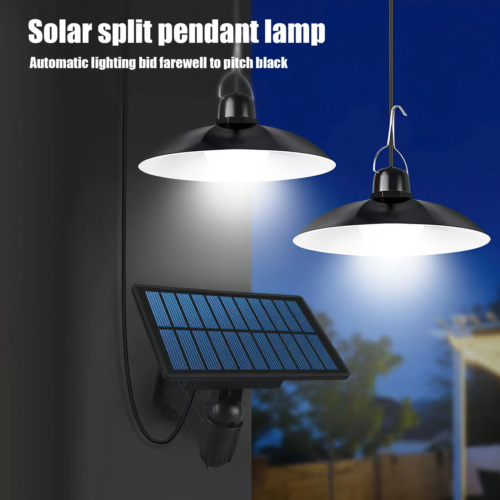 Split Solar Pendant Lamp Outdoor Indoor Waterproof Ceiling LED Light with Remote - Photo 1 sur 14