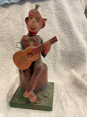VINTAGE CELLULOID WIND UP BANJO PLAYING MONKEY  Occupied JAPAN For PARTS