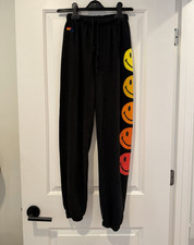 Aviator Nation Women  s Black Smiley Graphic Fleece Jogger Pants XS Pockets