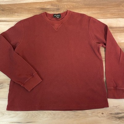 Eddie Bauer Mens Waffle Knit Thermal Shirt Long Sleeve Brick Red
