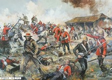 Zulu war DEFENCE OF  Rorkes Drift Military art postcard 24th reg of foot