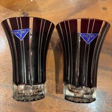 YUKI TORII Red Stripe Glass Set 2 Decorative Floral Base Collectible