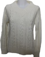 Damen Strickpullover Pullover Wollweiss Ecru Capuccino Gr. 38 Neu