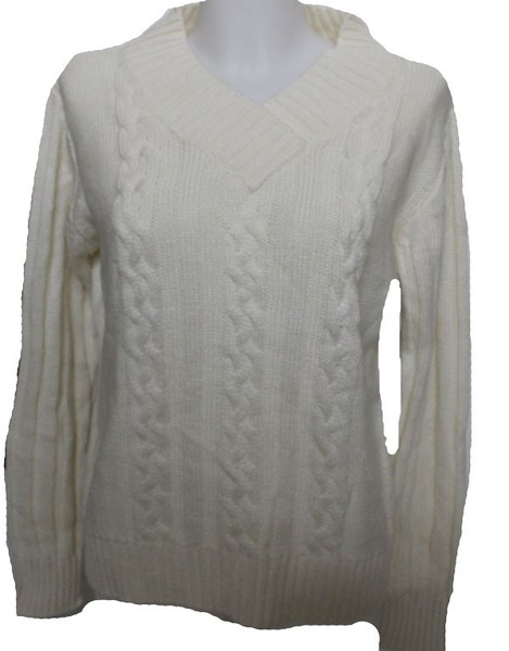 Damen Strickpullover Pullover Wollweiss Ecru Capuccino Gr. 38 Neu-image