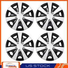 15" Set of 4 Universal Hub Caps Wheel Covers Snap-on For R15 Tires Black&Silver
