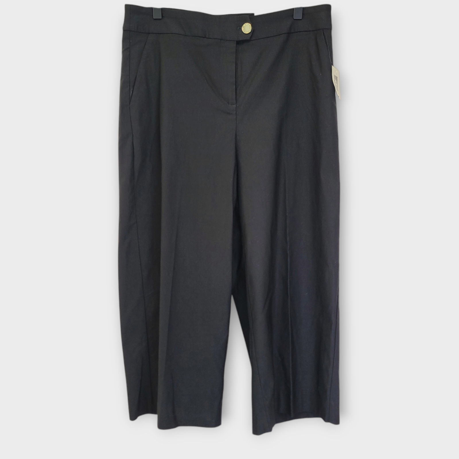 Anne Klein Culotte Wide Leg Cropped Dress Pants Size 8 Black Stretch Office NWT