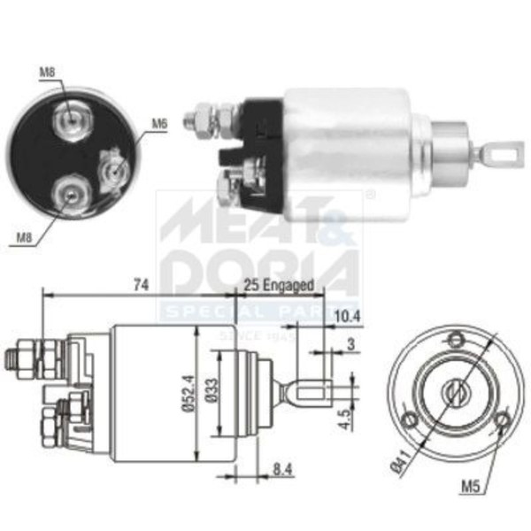 Meat & Doria Magnetschalter Anlasser Starter Passend FüR CitroËN Jumper Fiat-image