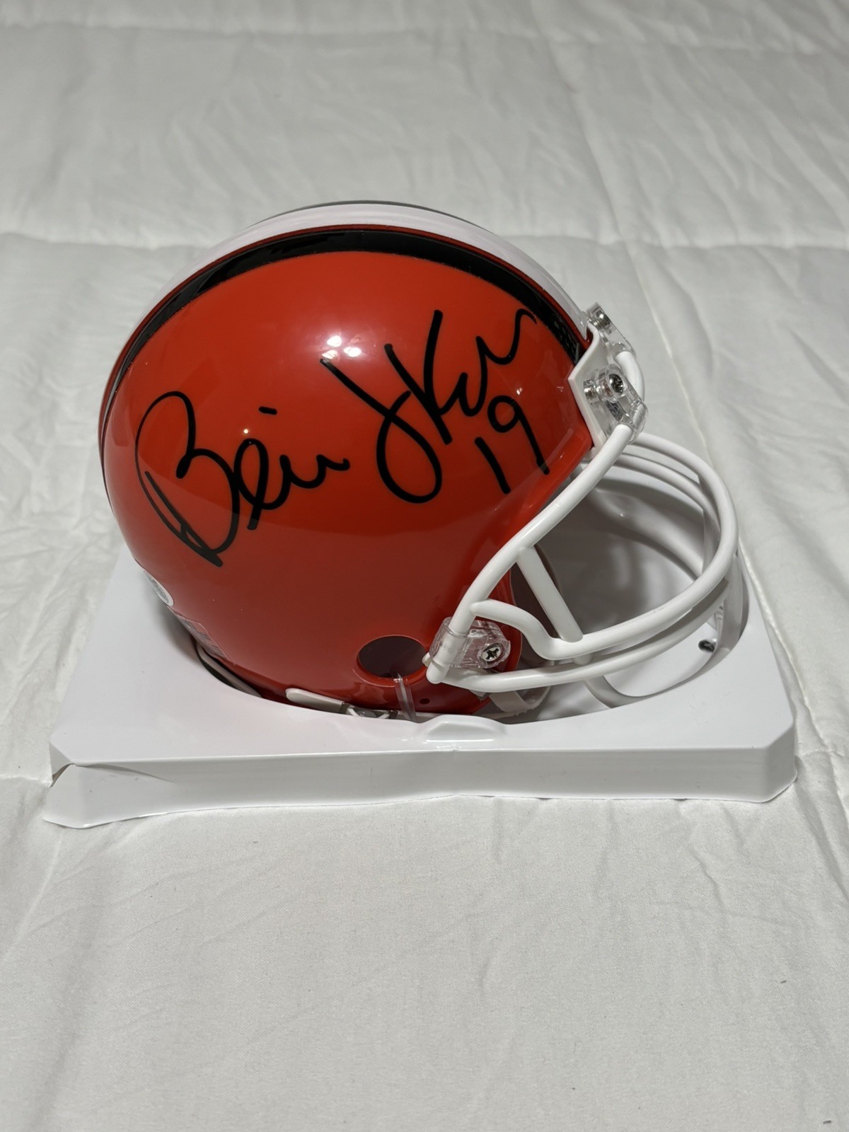Bernie Kosar Autographed Signed Cleveland Browns Mini Helmet 19 Beckett COA 