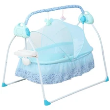 Electric Swing Bed Baby Cradle Crib Infant Rocker Cot w/ Bluetooth 0-18 Months