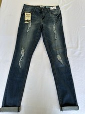 Indigo Rein Women's Blue Jeans Size 11 Stretch Ankle Cuffed Light Wash Denim NWT