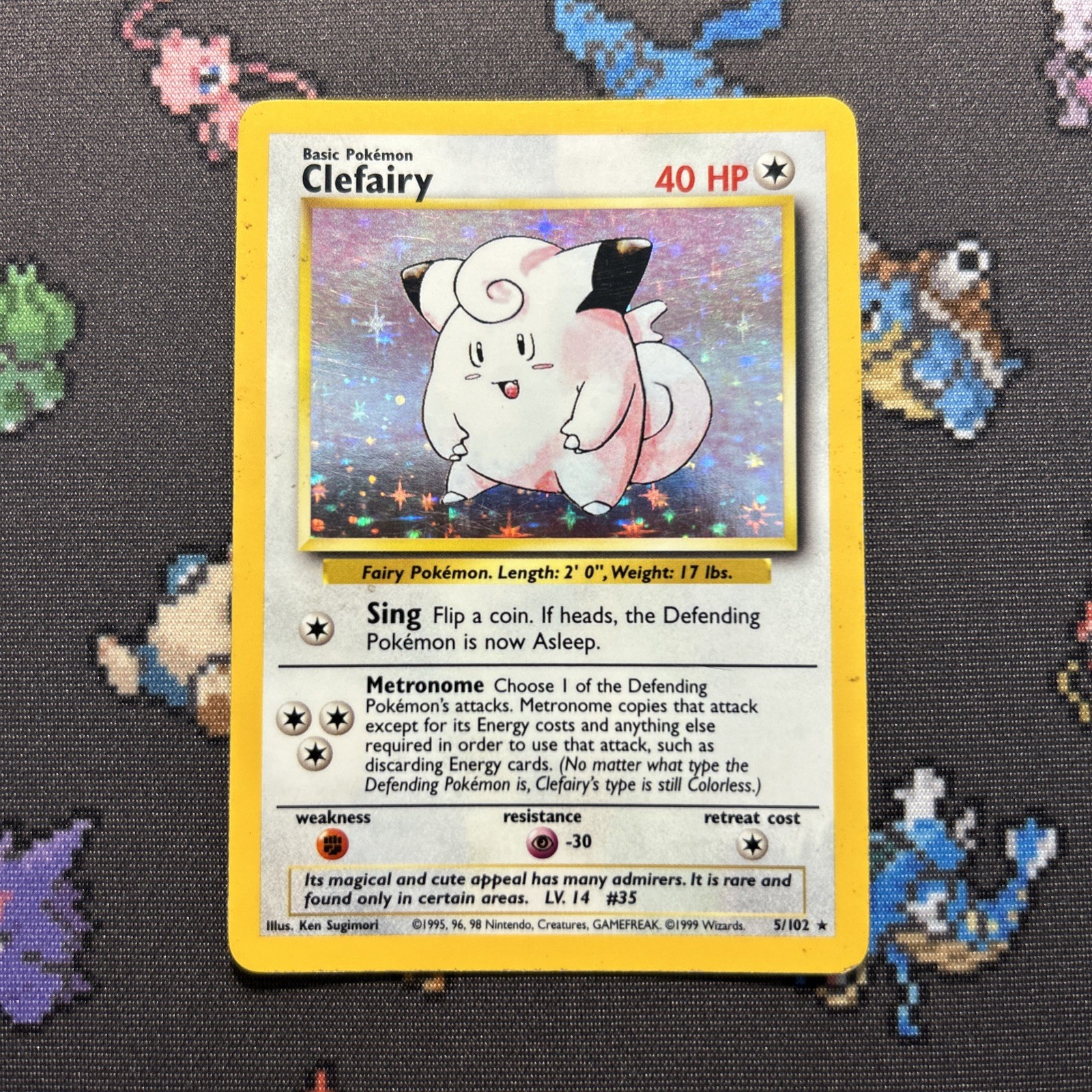 Clefairy 5/102 MP -Vintage Rare Holo Pokemon Card- Base Set (2z)