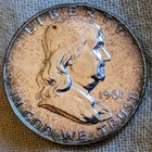 1961 Franklin Half Dollar Proof UNC BU : Toned, Low Mintage 3M - .9 Fine Silver