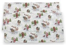 2 Pottery Barn Nostalgic Santa King Pillowcases White Christmas Organic Cotton