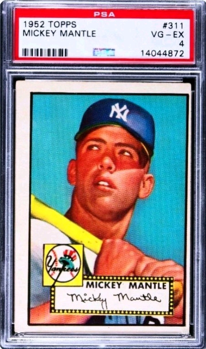  ⚾ ***** 1952 TOPPS MICKEY MANTLE #311 Rookie Card – PSA VG-EX 4*,🧢⚾