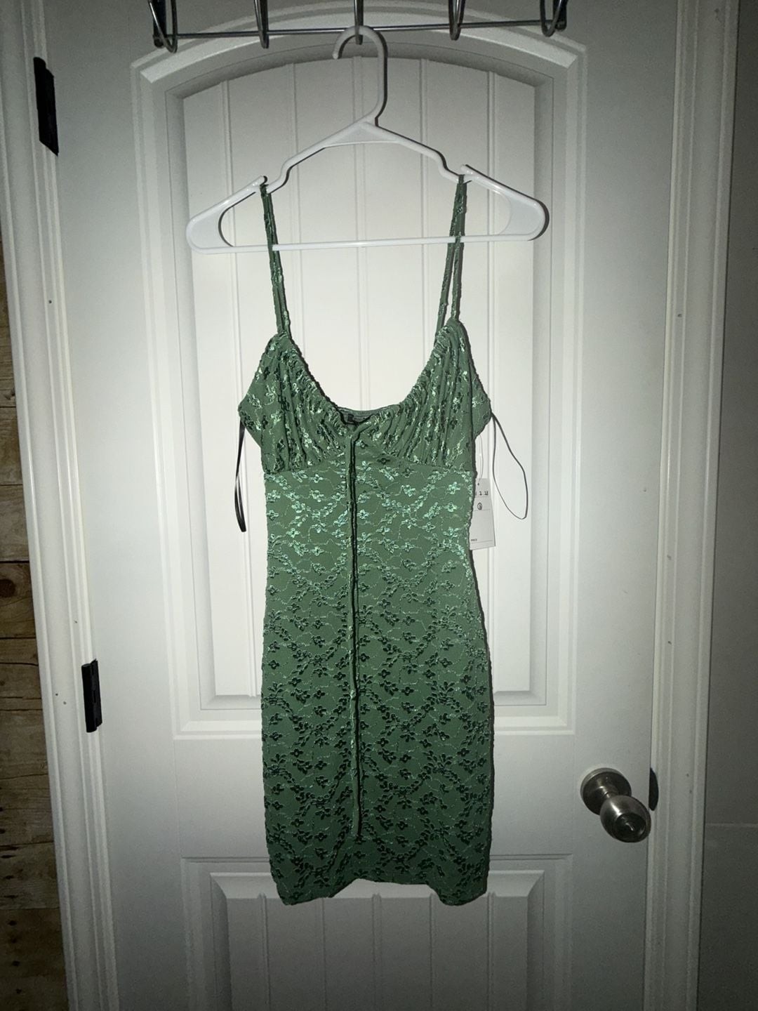 Dainty Hooligan Green Floral Embroidered Cami Mini Dress