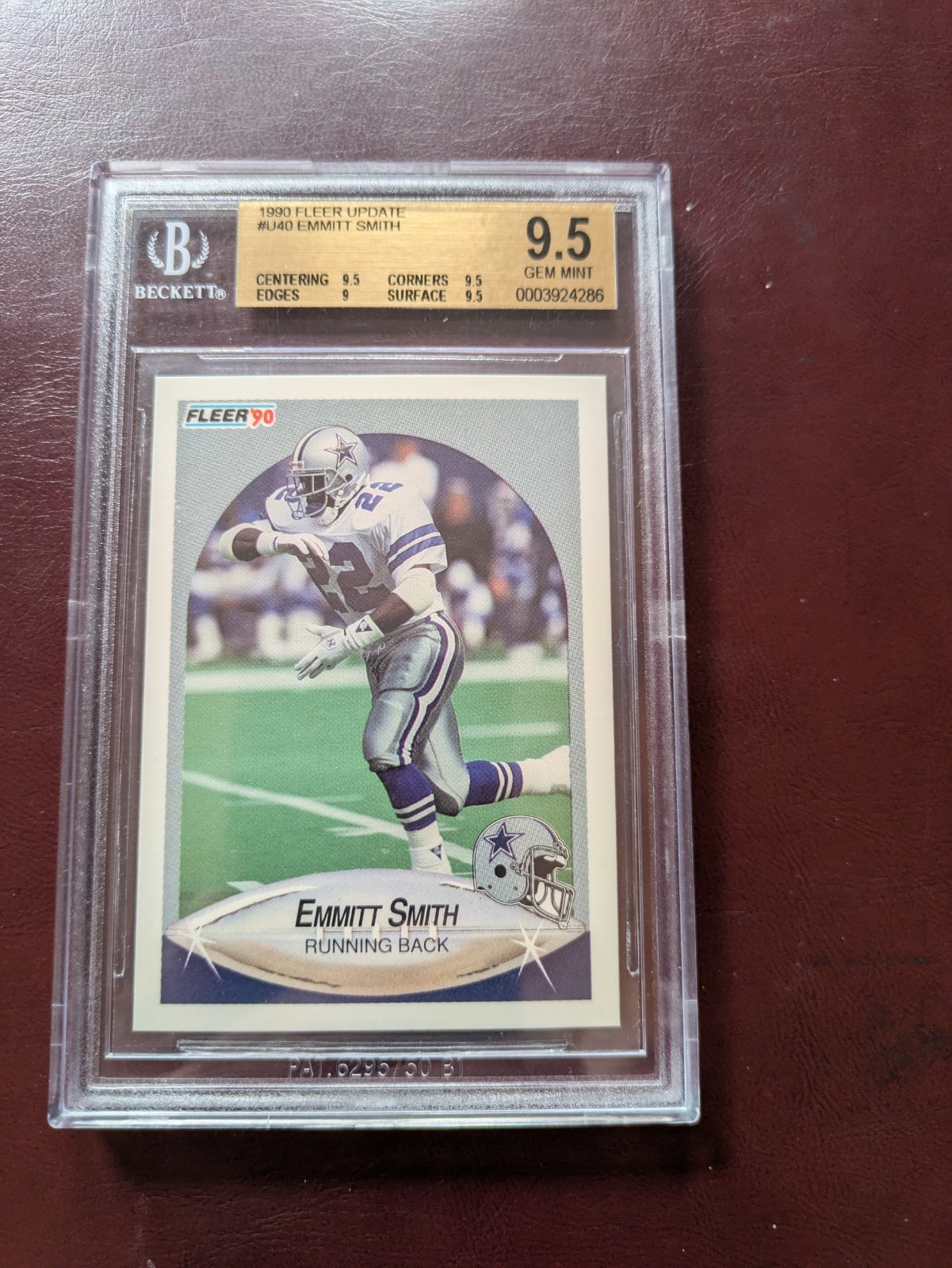 1990 Fleer Update #U40 Emmitt Smith Rookie BGS 9.5 GEM MINT HOF Cowboys