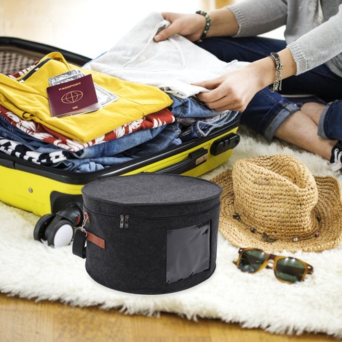 Hat Carrier Case Round Storage Box Portable Hats Organizer for Men Women - Picture 12 of 12