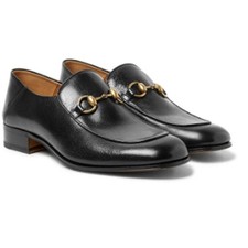 NEW Gucci Horsebit Mid-Heel Loafers Black Leather size 36