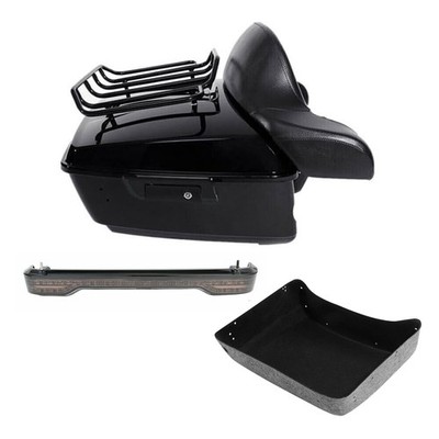 Vivid Black Luggage Trunk Backrest Rack Light for Touring 2014-2025