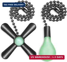 Black Ceiling Fan Pull Chain Set, 2Pack 3mm Diameter Beaded Fluorescent Decorati