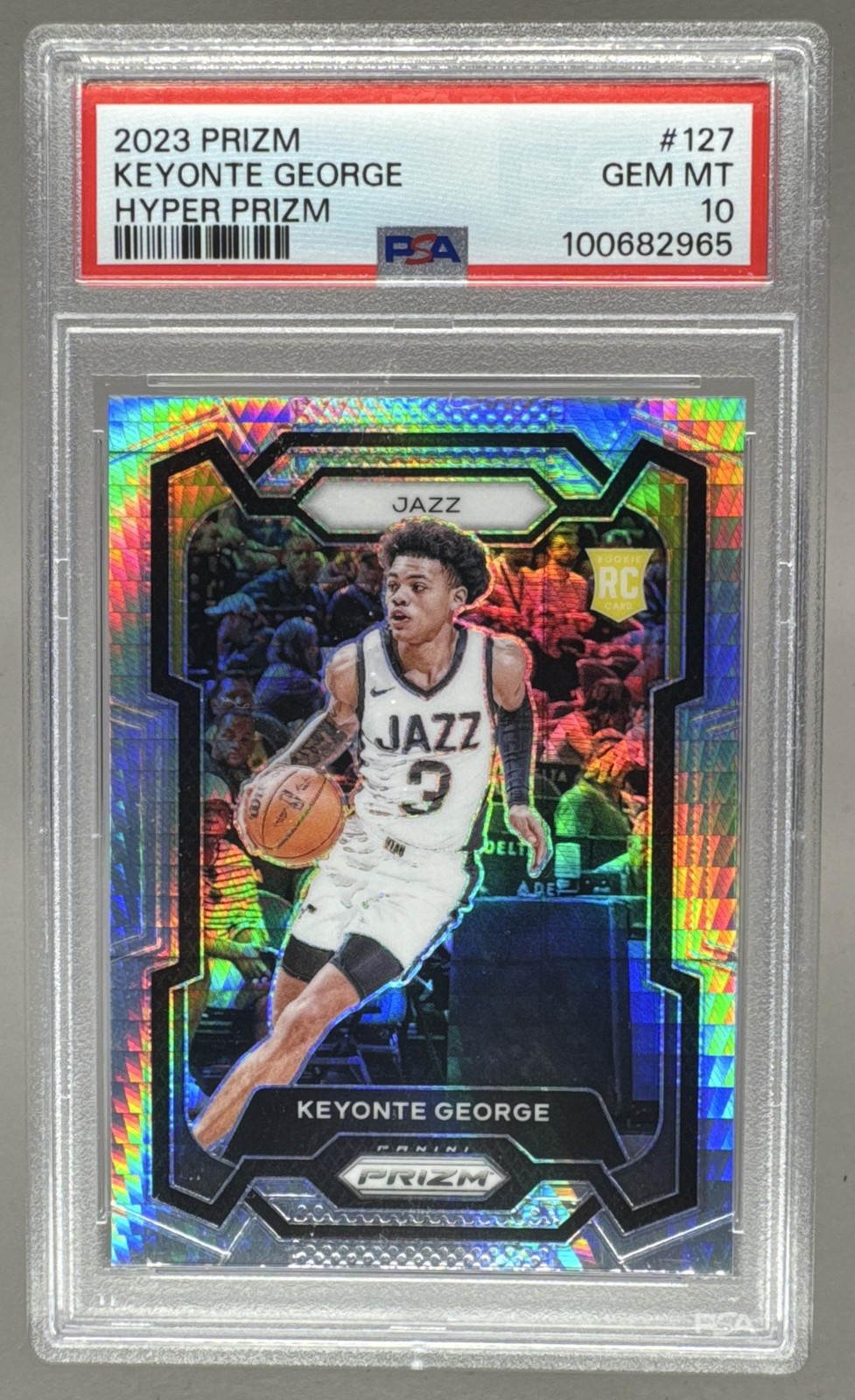 100682965 Keyonte George 2023 Panini Prizm #127 Hyper Rookie RC PSA 10
