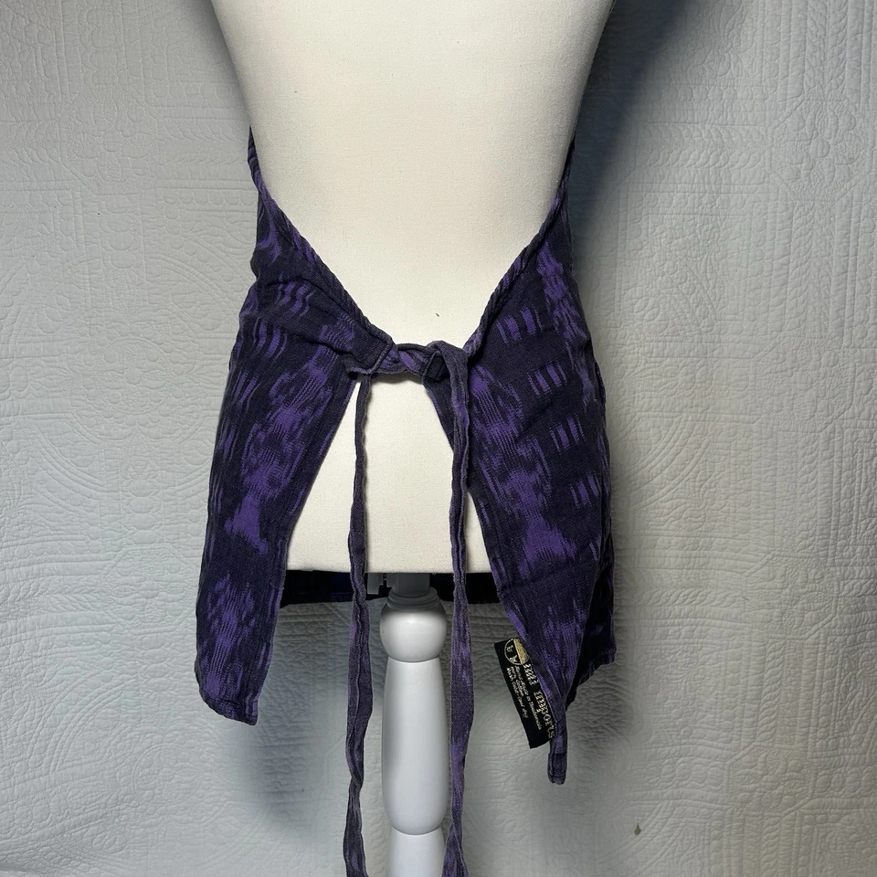 Inti Imports Cotton Apron Purple Pockets Pattern Aztec Made in Guatemala OS - Image 3 of 4