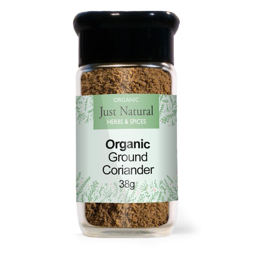 Just Natural Herbs Organic Ground Coriander (Glass Jar) 40g - 2 Pack