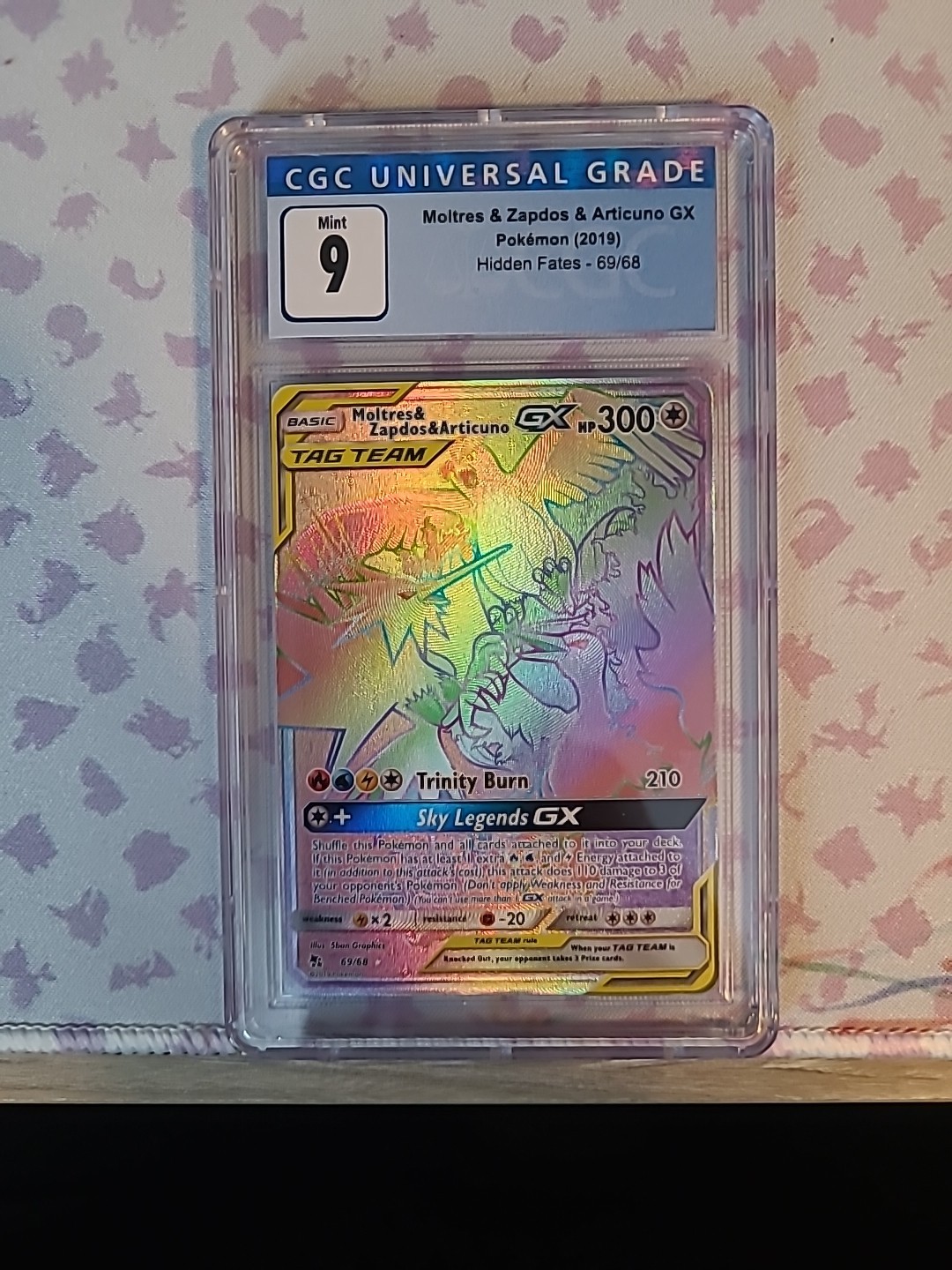 Moltres & Zapdos & Articuno GX Pokemon Hidden Fates Secret Rare 69/68 CGC 9