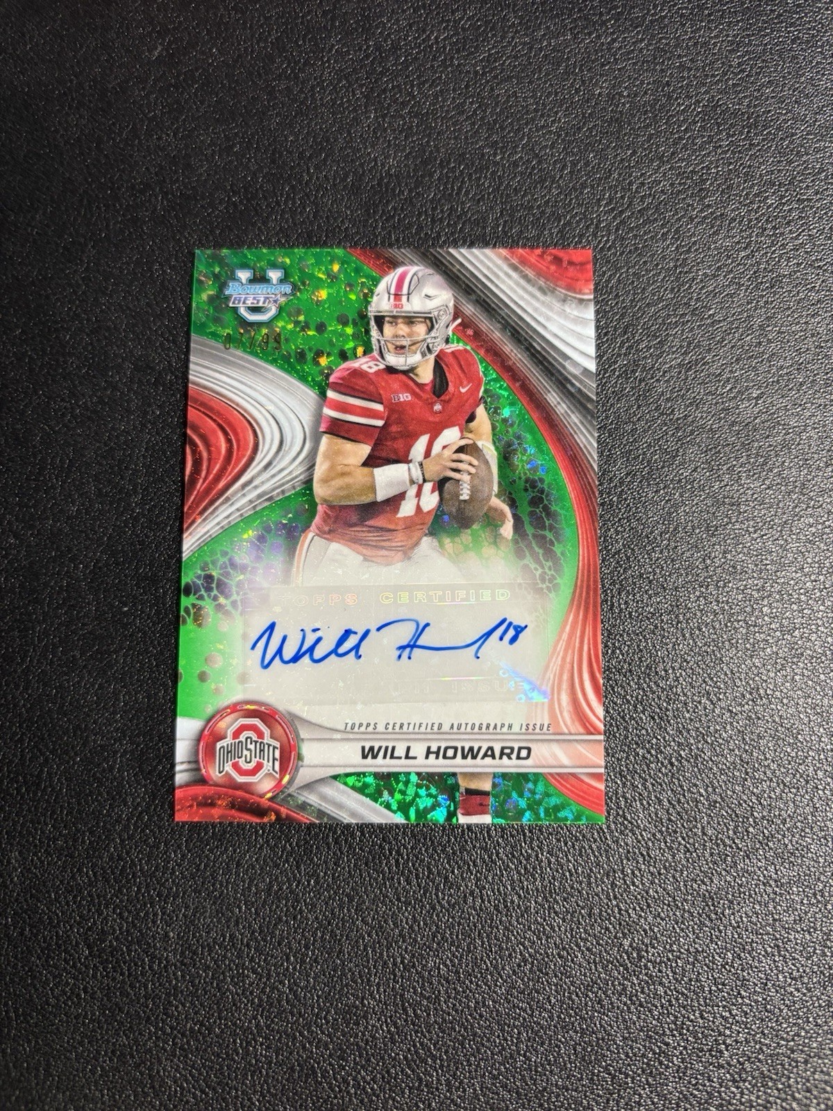 2024 Bowman U Best Will Howard #07/99 Green Mini Diamond Auto Ohio State