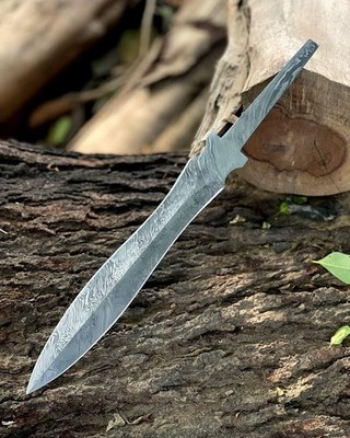 CUSTOM HAND FORGED DAMASCUS STEEL DAGGER BLANK BLADE HUNTING