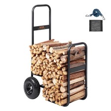 VEVOR Chariot de Transport Bûches Bois Chauffage Roues Caoutchouc Charge 113,4kg