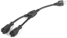 2-Way Power Splitter with 1' Extension Cord - 16 AWG SJT - Black