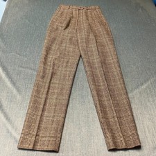 Rafaella Women's Dress Pants Size 8 Brown Plaid Pleated Vintage Office Casual