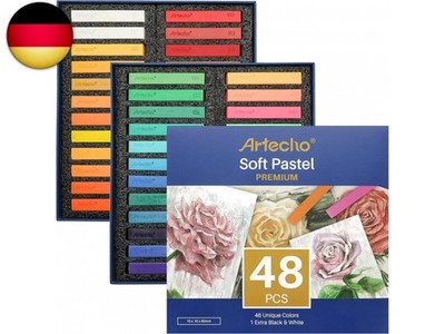 Artecho Pastellkreide 48er Premium Set, 46 Farben Darunter 4 Fluoreszierende